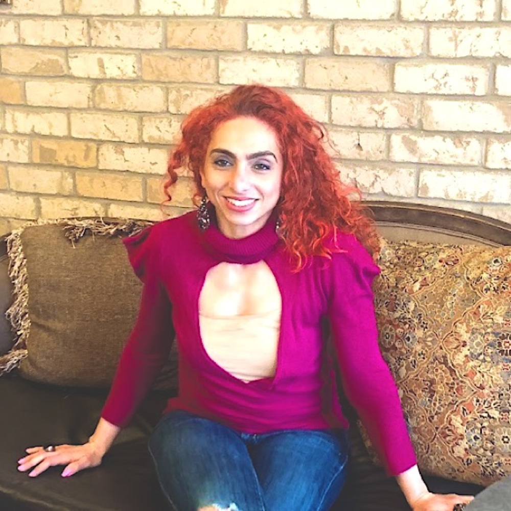 Cutout magenta turtleneck